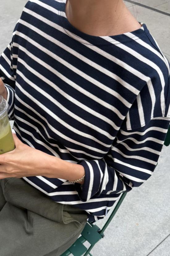  르 본 숍 긴팔 티셔츠 세일러 탑 - Le Bon Shoppe