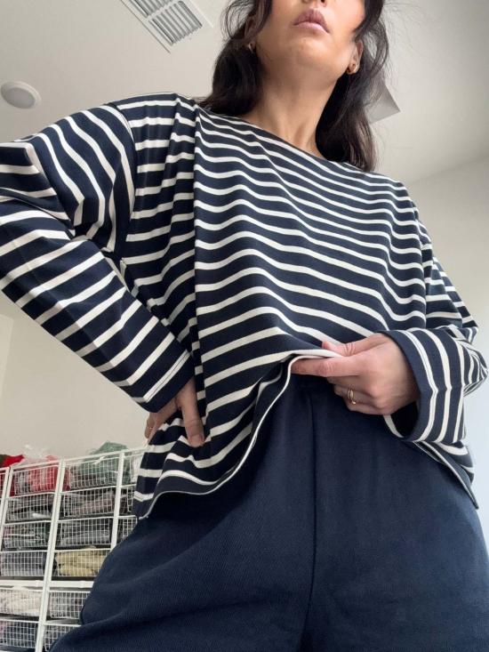  르 본 숍 긴팔 티셔츠 세일러 탑