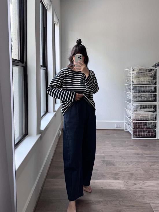  르 본 숍 긴팔 티셔츠 세일러 탑 - Le Bon Shoppe