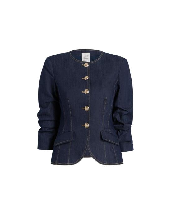  샹크 아 세트 데님 자켓 Cinq A Sept 데님 스크런치 크리스 재킷 인디고