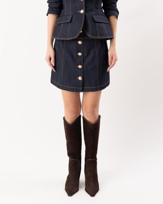  샹크 아 세트 데님 스커트 Cinq A Sept 클라우디아 스커트 인디고 - CINQ A SEPT