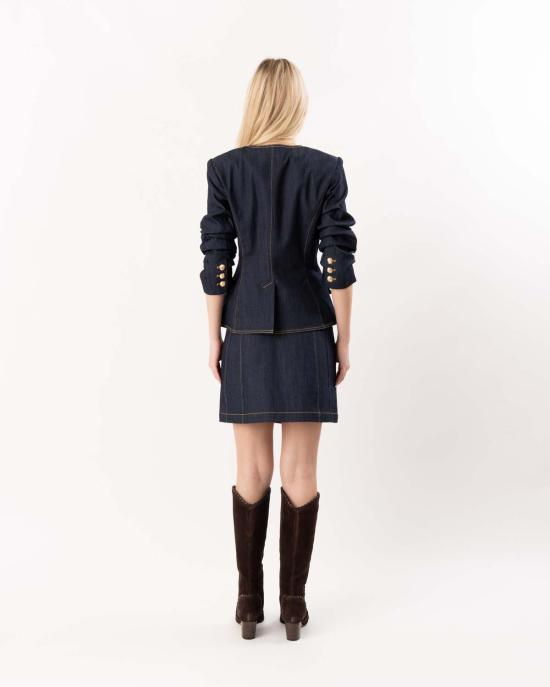  샹크 아 세트 데님 스커트 Cinq A Sept 클라우디아 스커트 인디고 - CINQ A SEPT