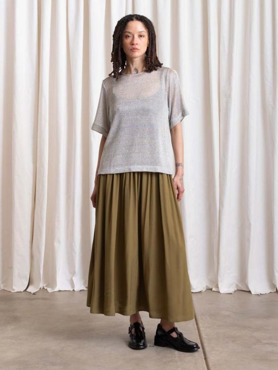  알리 골든 반팔 티셔츠 메탈릭 우븐 티셔츠 - ALI GOLDEN