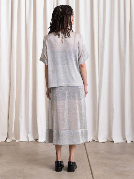  알리 골든 반팔 티셔츠 메탈릭 우븐 티셔츠 - ALI GOLDEN