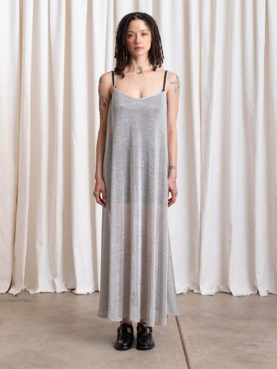  알리 골든 롱 원피스 메탈릭 풀 헴 드레스 - ALI GOLDEN