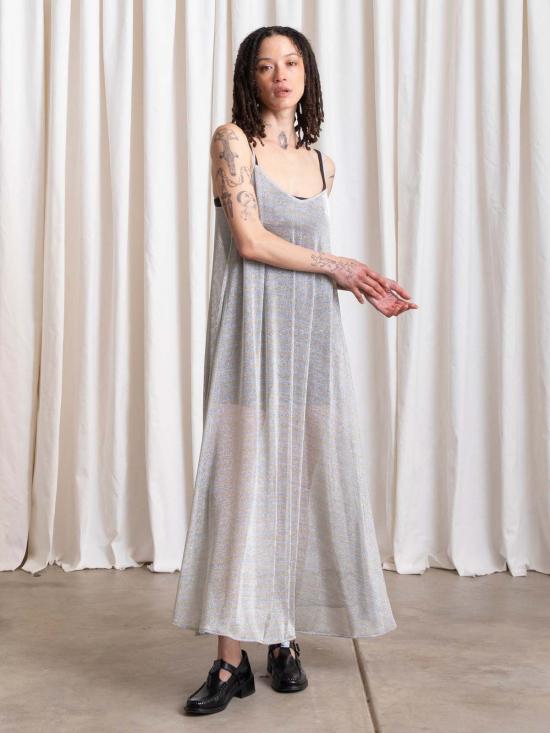  알리 골든 롱 원피스 메탈릭 풀 헴 드레스 - ALI GOLDEN