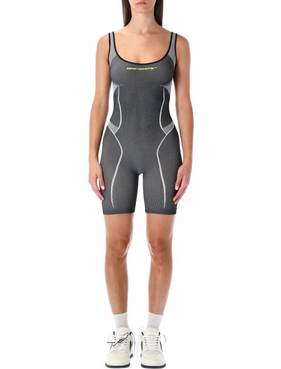 25FW 오프화이트 바디수트 티셔츠 OWVP001F25KNI001 1014 ONYX BLACK