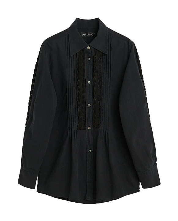  아워레가시 셔츠 W4242SBK PLEATEDBLACKKITCHENWEAVE