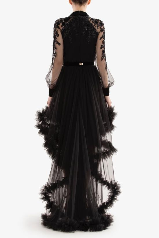  사이드 코베이시 원피스 러플이 달린 자수 튜울 드레스 - SAIID KOBEISY