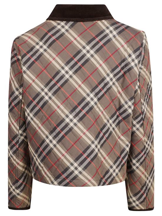 25FW 버버리 크롭 체크 퀼팅 코튼 자켓 8110384 C3170 Pink - BURBERRY