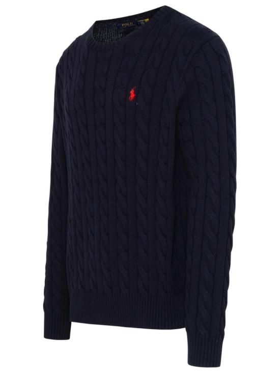  폴로 랄프로렌 로고 자수 케이블 니트 스웨터 710775885 001 Black - POLO RALPH LAUREN