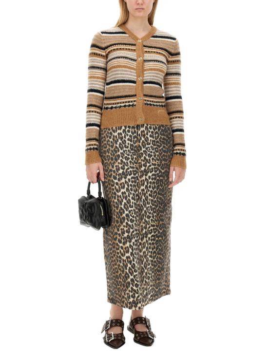 24FW 가니 스트라이프 소프트 울 가디건  K2235 177 BEIGE - GANNI