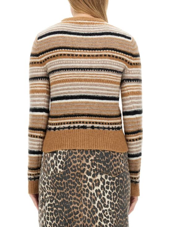 24FW 가니 스트라이프 소프트 울 가디건  K2235 177 BEIGE - GANNI