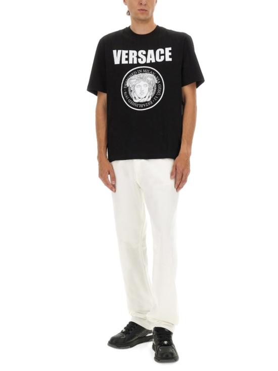 25FW 베르사체 반팔 티셔츠 1013302 1A150831B000 Black - VERSACE