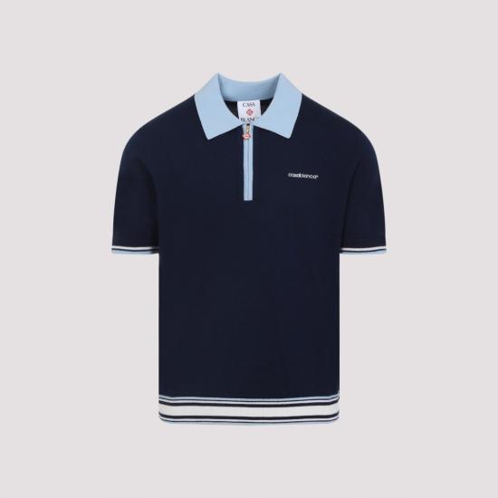 25FW 카사블랑카 폴로 티셔츠 MPF25KW100201 Blue - CASABLANCA