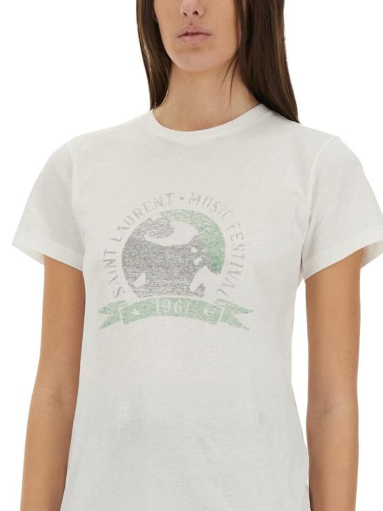  생로랑 반팔 티셔츠 817047 Y37YJ9010 Neutrals - SAINT LAURENT