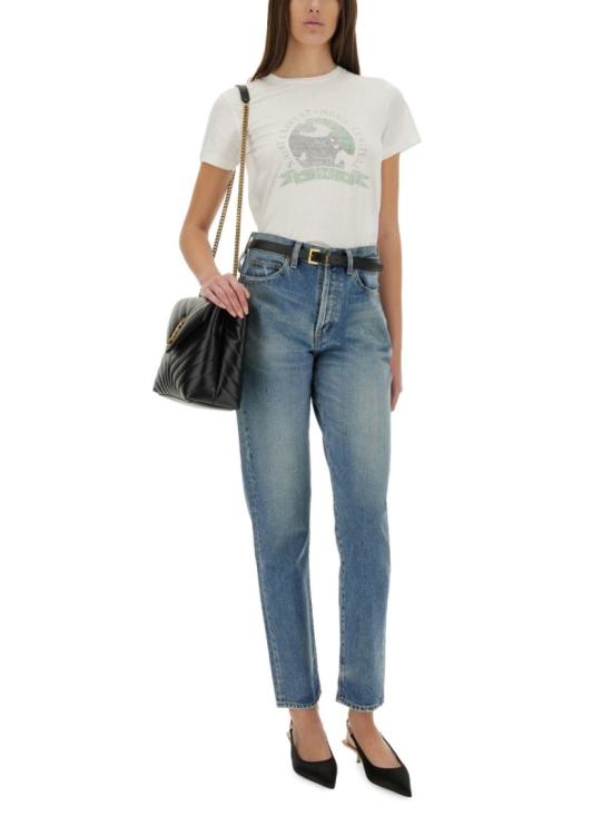  생로랑 반팔 티셔츠 817047 Y37YJ9010 Neutrals - SAINT LAURENT