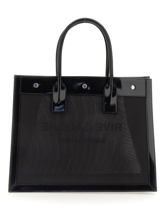  생로랑 리브 고쉬 스몰 쉐브론 메쉬 & 샤이니 레더백 743153 FABXI1000 Black - SAINT LAURENT