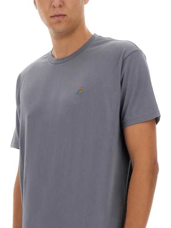 24FW 비비안웨스트우드 클래식 ORB 로고 티셔츠 3G010013 J001MP407 GREY - VIVIENNE WESTWOOD