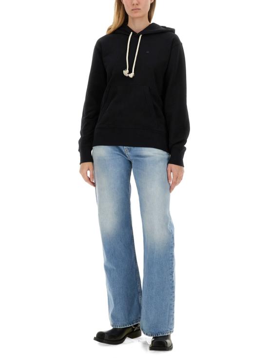26FW 아크네 스튜디오 페이스 로고 코튼 후드 CI0174 900 BLACK - ACNE STUDIOS