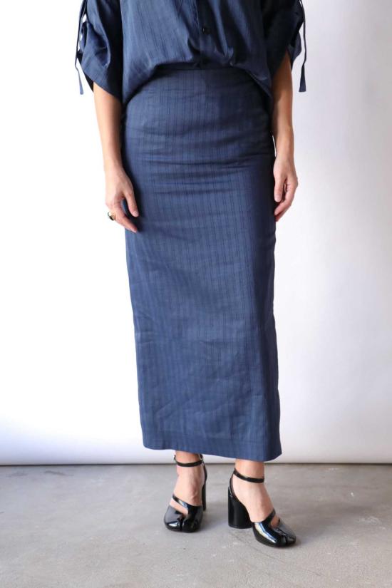  고셰르 미디 스커트 스트라이프 블루 - GAUCHERE