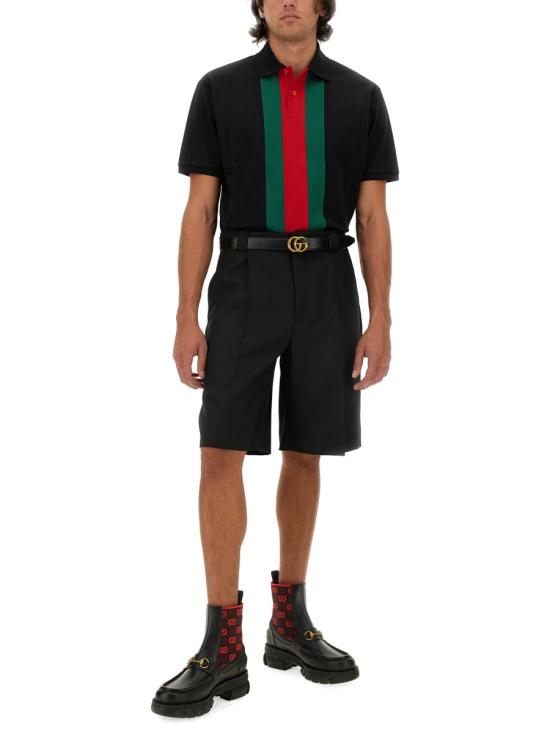26FW 구찌 웹 울 블렌드 트윌 쇼츠 787249 ZAMII1043 BLACK - GUCCI