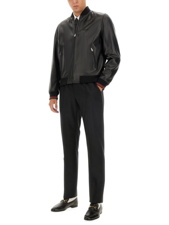 26SS 구찌 자수로고 봄버 레더 자켓 793726 XNA3M1060 BLACK - GUCCI