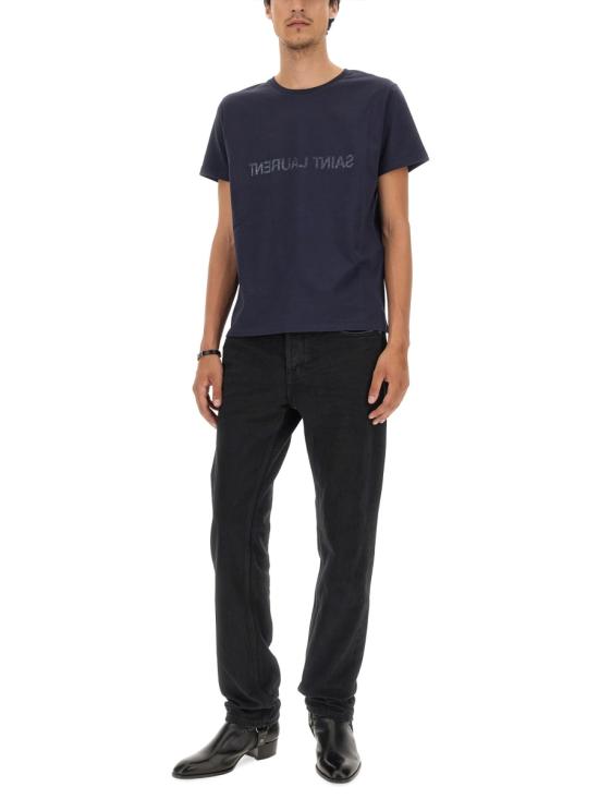 26FW 생로랑 리버스 티셔츠 663278 Y37AW4145 BLUE - SAINT LAURENT