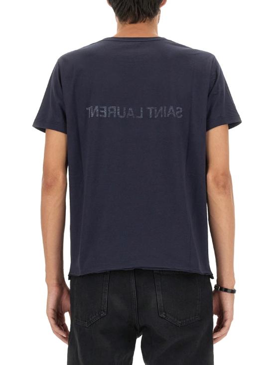 26FW 생로랑 리버스 티셔츠 663278 Y37AW4145 BLUE - SAINT LAURENT