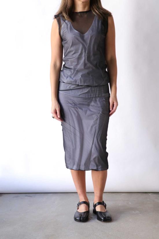  고셰르 민소매 티셔츠 더블 레이어 상의 블랙/화이트 - GAUCHERE