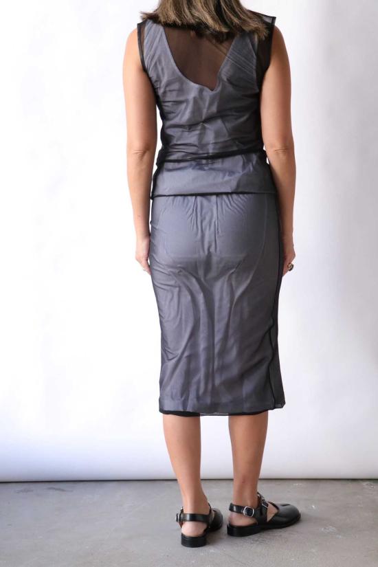  고셰르 민소매 티셔츠 더블 레이어 상의 블랙/화이트 - GAUCHERE