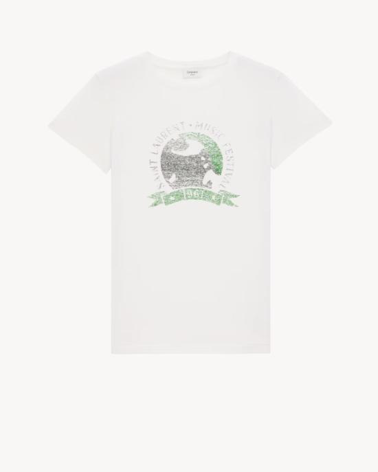 26SS 생로랑 반팔 티셔츠 817047Y37YJ9010 White