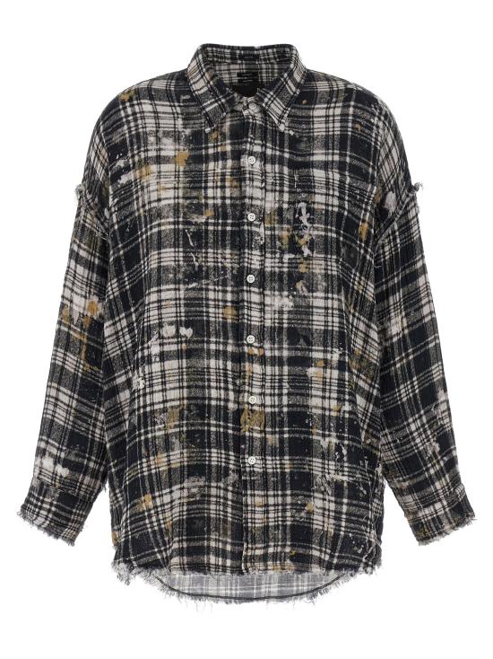 26SS 알13 블라우스 R13WR075R557BBLACKPLAIDWITHSPLATTER Multicolor