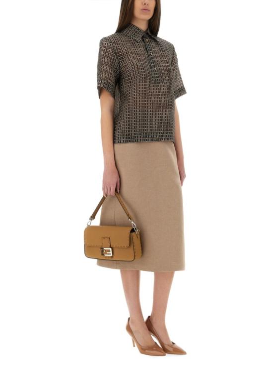  펜디 왁스 린넨 스커트 FQ7634 AUOKF1RX1 Neutrals - FENDI