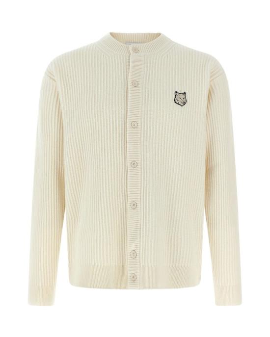 25FW 메종키츠네 폭스 헤드 울 립드 가디건 PM00508KT1149P700 Beige