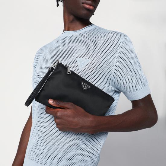  프라다 리나일론 사피아노 레더 파우치 2NH0042DMH Black - PRADA