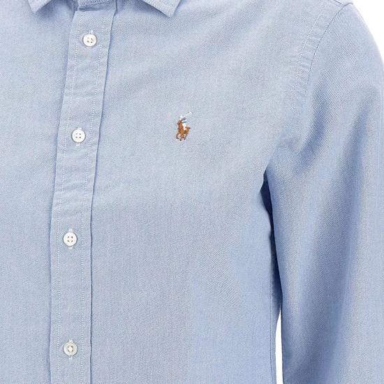 24FW 폴로 랄프로렌 슬림 핏 스트라이프 옥스포드 셔츠 211891377 001 Blue - POLO RALPH LAUREN