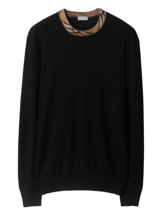 25FW 버버리 버버리 체크 트리밍 울 스웨터 8112148 A1189 Black