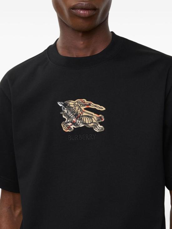 25FW 버버리 EKD 체크 코튼 티셔츠 8116169 A1189 Black - BURBERRY