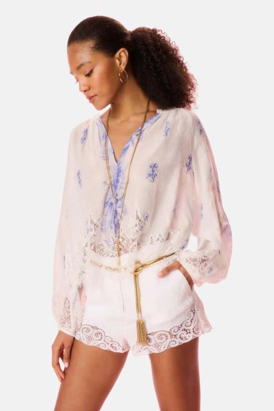  러브쉐이크팬시 블라우스 러브 쉑 팬시 드레스너 코튼 레이스 트리밍 - LOVESHACKFANCY