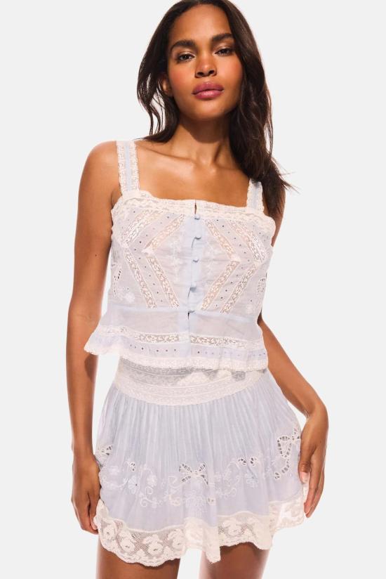  러브쉐이크팬시 숏 스커트 러브 쉑 팬시 레반트 코튼 자수 미니 스커트 - LOVESHACKFANCY