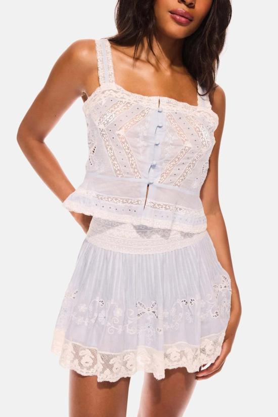  러브쉐이크팬시 숏 스커트 러브 쉑 팬시 레반트 코튼 자수 미니 스커트