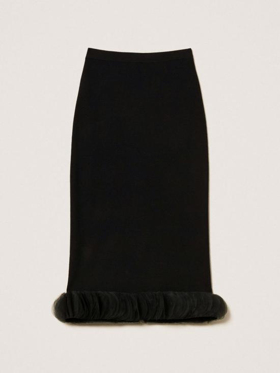 25FW 액티튜드 트윈세트 롱 스커트 252AP3013 00006 Black - ACTITUDE TWINSET