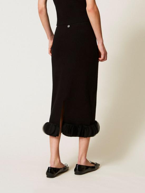 25FW 액티튜드 트윈세트 롱 스커트 252AP3013 00006 Black - ACTITUDE TWINSET