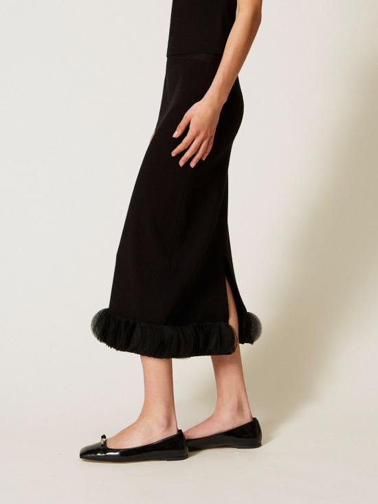 25FW 액티튜드 트윈세트 롱 스커트 252AP3013 00006 Black - ACTITUDE TWINSET