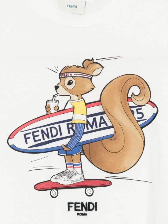 25FW [키즈] 펜디 티셔츠 JUI1967AJ F0TU9 White - FENDI