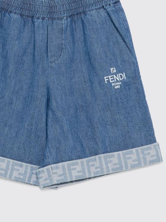 25FW [키즈] 펜디 쇼츠/버뮤다 JMF534ATRF F0QG0 Blue - FENDI