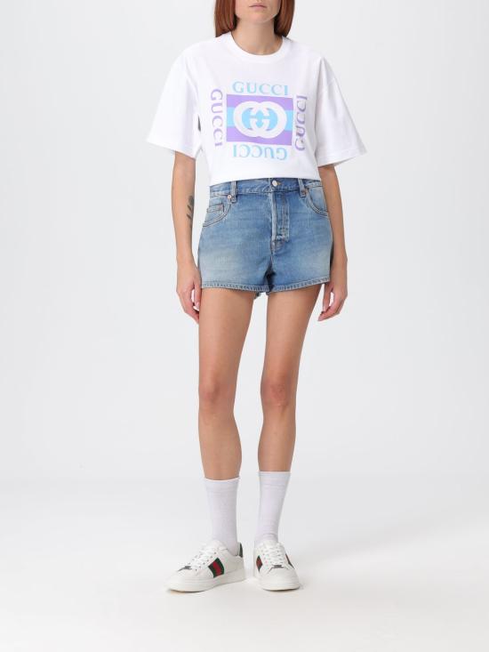 25FW 구찌 프린티드 코튼 반팔 티셔츠 837959XJHG9 9081 White - GUCCI