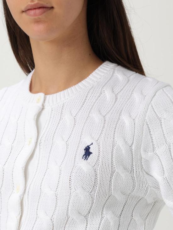 25FW 폴로 랄프로렌 폴로 자수 케이블 니트 가디건 211971868 007 White - POLO RALPH LAUREN