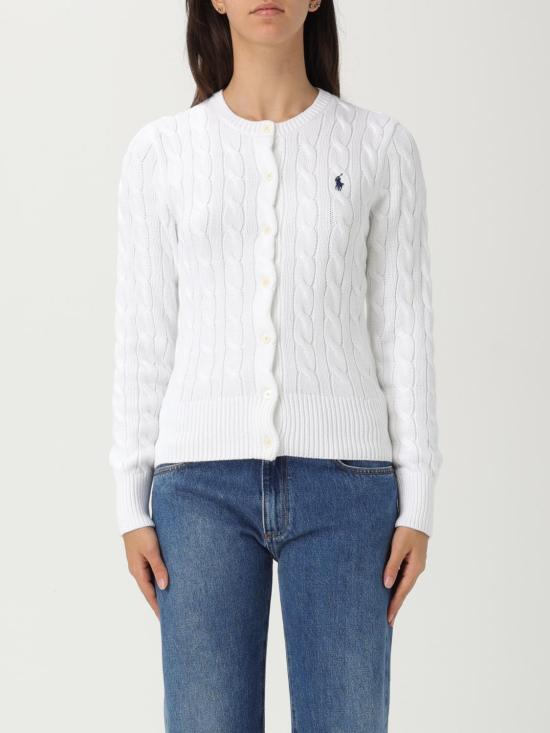 25FW 폴로 랄프로렌 폴로 자수 케이블 니트 가디건 211971868 007 White